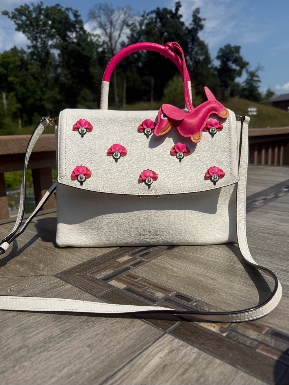 EUC Kate Spade Carley Street "Dorina" Satchel Crossbody Pink and White Bag